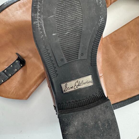 Sam Edelman Black Brown Leather Penny Tall Riding Boots Size 7 - Picture 6 of 9